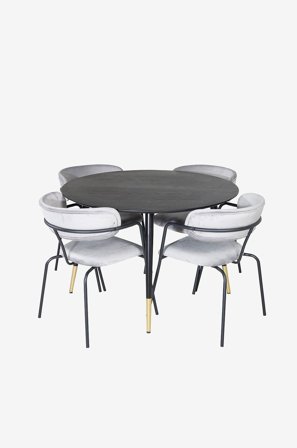 Venture Home - Spisegruppe Dipp med 4 stk stoler Arrow - Svart - Spisegrupper - Fra Homeroom