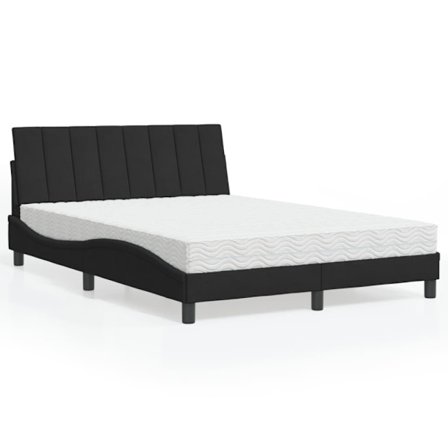 Bed with Mattress "Hanko" Black 140x200 cm Velvet