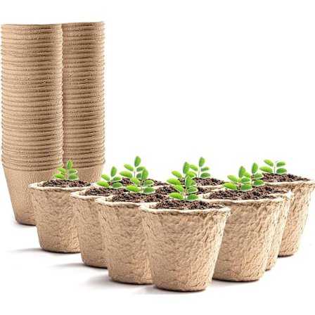 96 stk. Runde Bionedbrydelige Økologiske Fiberpotter til Planteavl Komposterbare Beholdere Lette at Omplante Ideelle til Haven