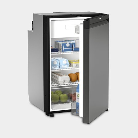 Kylskåp med kompressor Dometic NRX 130C, 12V / 24V, dörr, 126 liter (varav 8.2 liter frysfack), frontpanel mörksilver (rostfritt stål)