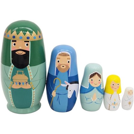 Jul Russisk Træ Matryoshka Træ Nesting Dukker Legetøjssæt