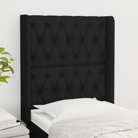 Vidaxl Huvudgavel Med Kanter Svart 83x16x118/128 Cm Tyg Svart