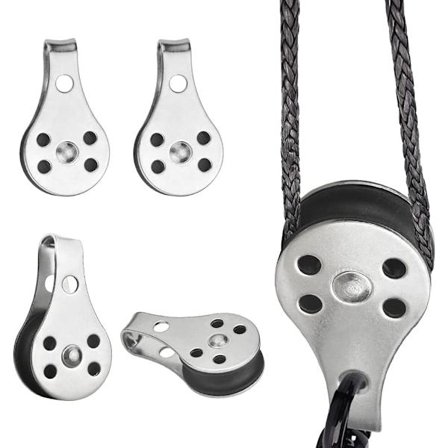 4 stk rustfritt stål trinseblokk båt trinse 25mm kabel trinse solid løfte trinse svingbar blokk krok trinse for kano kajakk marine