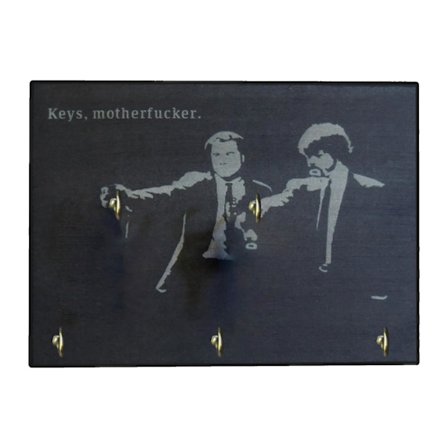 Pulp Fiction Nyckelhållare - Väggkonst Dekorativ Trävägg Hängande 2/5 Krokar, 100% Ny