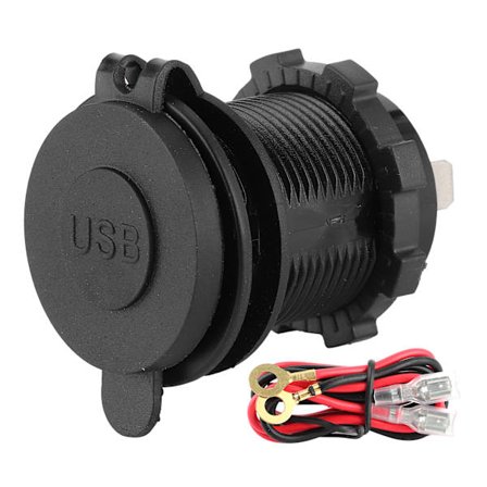 Billaddare Dubbel USB-port QC3.0 Snabbladdning med Touch Switch för 12‐24V Båt Motorcykel ATV RV Röd LED-indikator