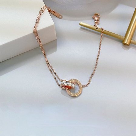 Smycken rosa guld rostfritt stål romerska siffror armband armband kvinnor charm armband damer