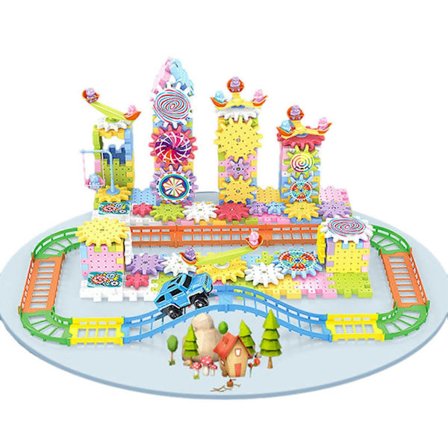Elektrisk Byggsats med Kugghjul för Barn, Hållbar Pedagogisk Pusselleksak för Pojkar, Flickor och Barn 203 Delar