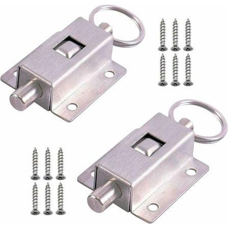 2 stk. Bolt Spring Automatisk, Skydelås, Rustfrit Stål Springlås