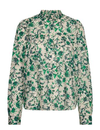 Blouse Cajsa Cotton Voile Bluse Langermet Grønn Lindex