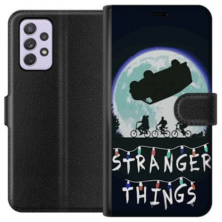 Kompatibelt Lommeboketui til Samsung Galaxy A52s 5G Stranger Things plakat med syklende barn og svevende bil mot fullmånen ikonisk scene inspirert av