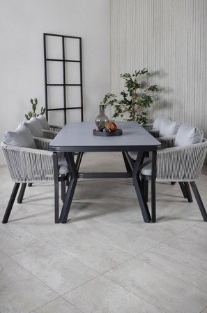 Venture Home - Matgrupp Virya med 6st matstolar Virya - Grå - Matgrupper - Från Homeroom