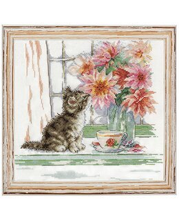 Broderikit Tavla Nyfiken Katt - Design Works Crafts