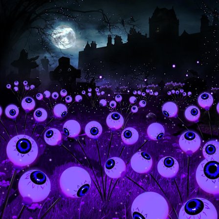 Lila Solar Halloween-lampor, 2-pack totalt 12 LED Halloween-ögonlampor, 2 lägen Vattentäta Halloween-gånglampor för utomhusgård