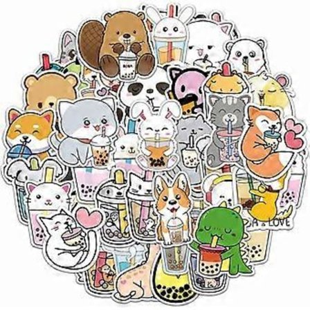 Pet Mælkete Stickers til Børn Teenagere, Vandafvisende Vinyl Vandflaske Stickers, Drikkekop Stickers til Laptop Scrapbog Skateboard Telefon Case DIY (