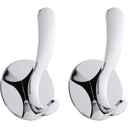 Perforeret badekåbehåndklædeklæbekrog i rustfrit stål til toilet og køkken, poleret, 2 stk. OPL