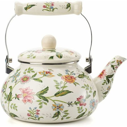 Emaljerad induktionskittel 2,4 L emaljerad kanna Vintage tekanna, Keramikhanttag, induktionshäll, gas, vedspis