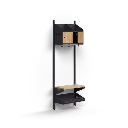 Garderobenschrank ENTRY, Basismodul, wandhängend, 1800 x 600 x 300 mm, anthrazit/Eiche