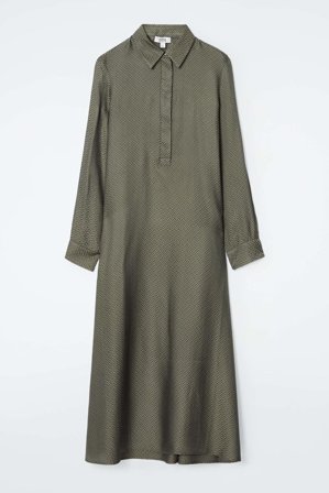 COS Women's Herringbone Maxi Shirt Dress in Brown