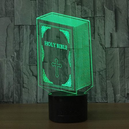 Nattlampa Bibel LED Nattlampa LED USB 3D Ljusarmaturer