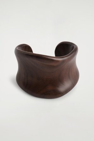 COS Curved Wooden Cuff in Beige - Women