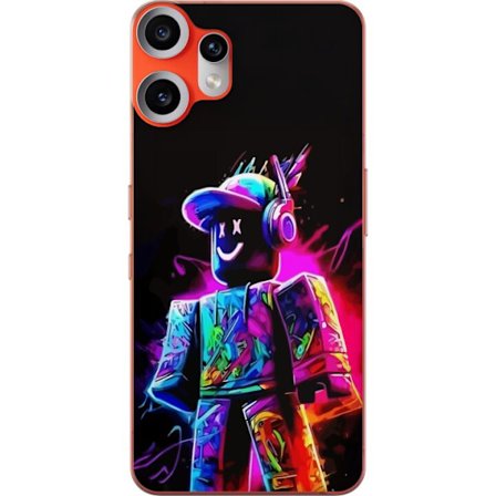 Kompatibelt Mobilskal till Nothing Nothing CMF Phone 2 Pro Färgstark Robloxfigur i neonfärger mot svart bakgrund i modern gamingstil