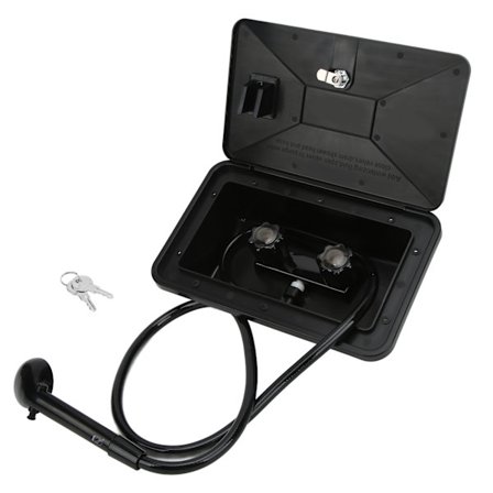 Svart ABS-ytterduschlådesats med 2 nycklar husbilstillbehör för husbil husvagn