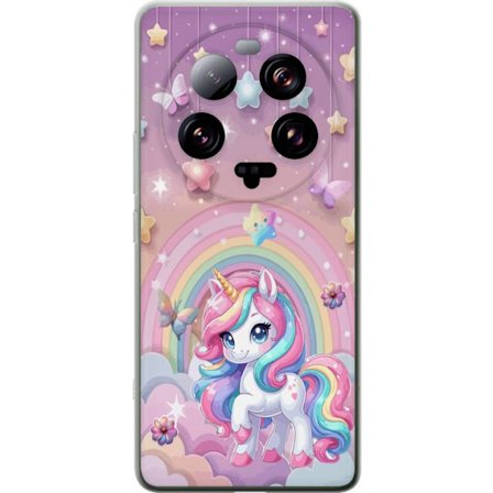 Kompatibel Mobilcover til Xiaomi 13 Ultra Magisk enhjørning med regnbue manke, stjerner og sommerfugle mod en pastelfarvet himmel med skyer