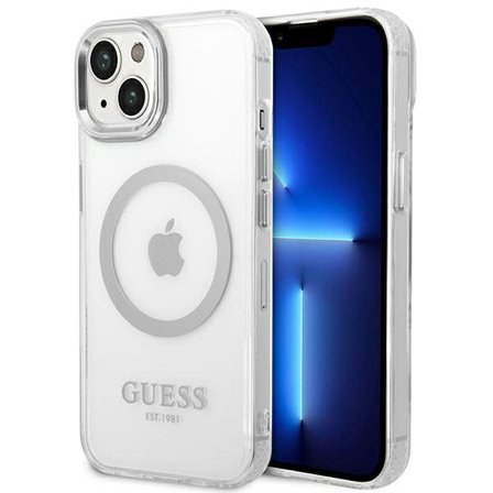 Guess GUHMP14MHTRMS iPhone 14 Plus 6,7" sølv/sølv hard case Metal Outline Magsafe