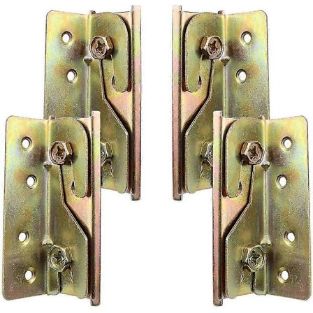 Sett med 4 kraftige, rustbestandige mortisefrie sengehestmonteringsbraketter med skruer