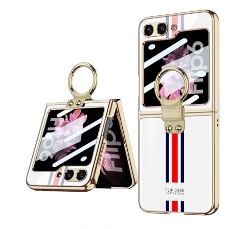Passer for Samsung z flip6 mobiltelefondeksel galvanisert glass sammenleggbar skjerm zflip6 ringfeste