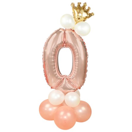 Ballongset Siffra Stående Rosé "0-9" Siffra 0 - Kalaslagret.se