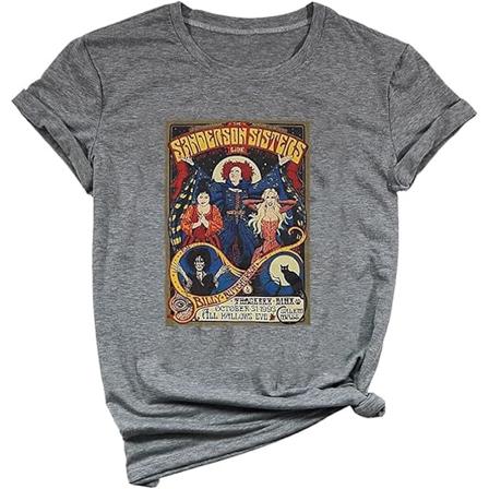 (Harmaa XL) Halloween-elokuvapaita Vintage Sanderson Sisters Noita Graafinen T-paita
