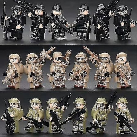 Swat Minihahmo Poliisi Rakennuspalikat Sotilaallinen Kanaa Syövä Poika Koottava Lelu Erikoisjoukot Armeija 18kpl Ybl