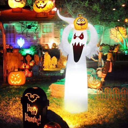 Vansdon 6 fot høy Halloween oppblåsbar skummel spøkelse med gresskar