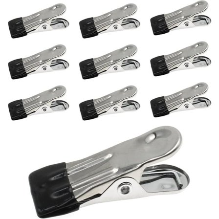 10 st rostfria fjäderklämmor tunga tältklämmor klädnypor (maximal öppning 1,8 cm)