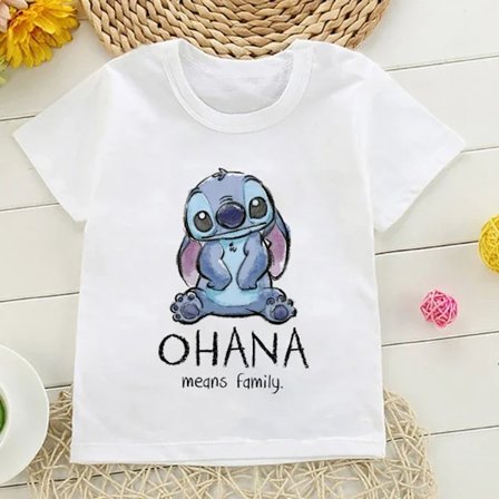 Barn T-shirt i bomull Barn Disney Lilo Stitch Tecknad T-shirt Stitch Söt Manga T-shirt Y2k Grafisk T-shirt Tjej Pojke Topp T-shirts