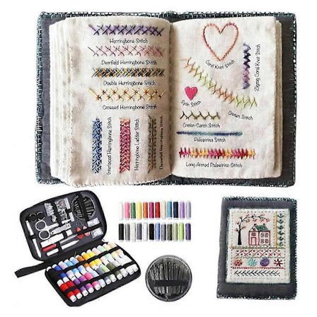 2026 Broderi Stitch Book Kit, Komplet værktøjssæt med instruktionsguide, begynderhåndværkssæt 1 sæt