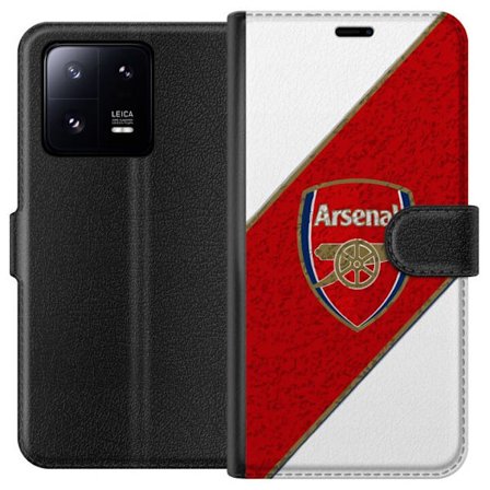 Kompatibelt Plånboksfodral till Xiaomi Xiaomi 13 Pro Moschino Toy teddybjörn med enkel tecknad design, brun björn med vit tröja och tydlig logotyp