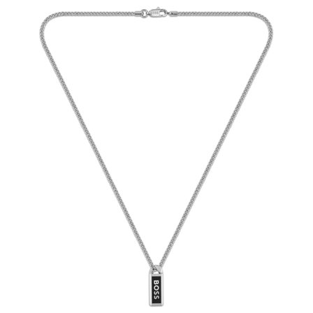 Zilverkleurige BOSS Kassy Emblem Ketting voor mannen - Schakelkettingen