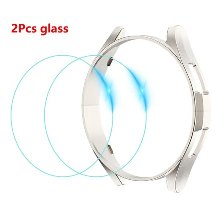 2 ST Glas+Fodral för Samsung Galaxy Watch 6 Classic 43mm 47mm Vattentätt PC Stötfångarskydd+Skärmskydd Galaxy Watch6 40mm 44mm