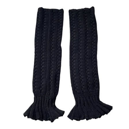 Elegante udhulede strikkede strækbare benvarmere med flæsekanter til kvinder, søde snørebånds sløjfe prinsesse benbetræk fodløse sokker lodret sløjfe 