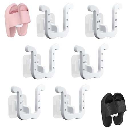 Badeværelsessko Stativ Væghængt Pakke Med 6 Sko Holdere Hængende Tøffel Hylde Vandafvisende Sko Opbevaring Multifunktionel Væghængte Kroge Til Køkken 