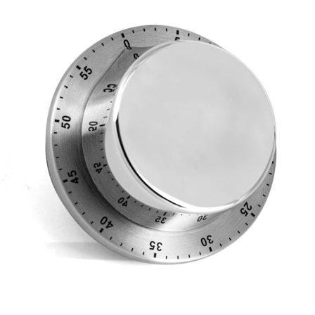 Mekanisk køkkentimer med magnetisk base, 60 minutters nedtællingstimer, køkkenur med lydalarm, rustfrit stål, fastgøres på køleskab, Si