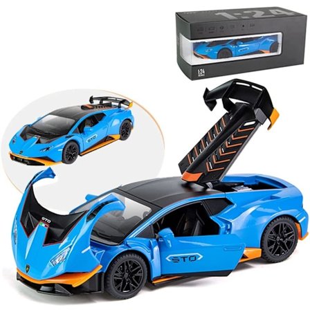 1:24 Legering Die-Cast Bilmodell for Lamborghini Huracan STO 2021, Trekk-Tilbake Bilmodell Lekebil Gave til Barn 3 til 12 År Gamle