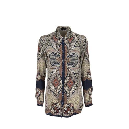 Etro, Crepe DE Chine Shirt Niebieski, Kobieta, Rozmiar: S