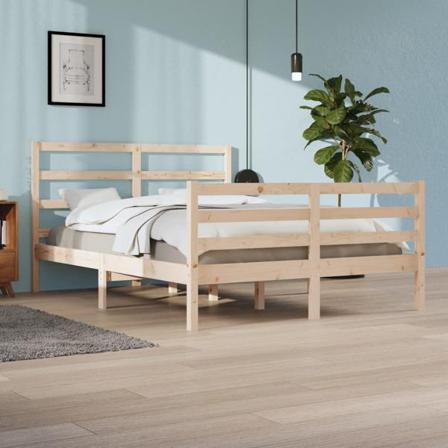 Vidaxl Sängram Massiv Furu 140x200 Cm Brun