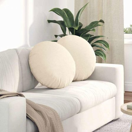 Stolsdyna - stolskudde Vidaxl Sittkuddar 2 st Kräm Ø 50 cm Tyg i kordfluwel