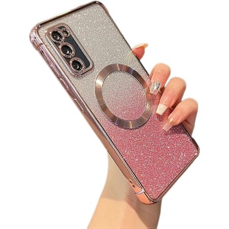 Klart magnetisk etui til Samsung Galaxy S20 FE 5G, luksuriøs belægning, sødt, transparent bling-glimmeretui, stødsikkert TPU-beskyttelsescover - 