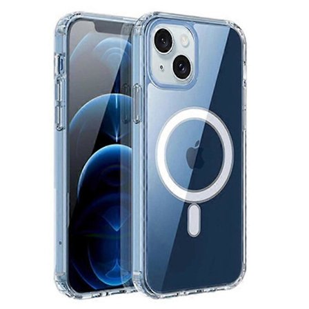For iPhone 15 Mobiltelefon Beskyttelse Transparent TPU Deksel Kompatibel med MagSafe Bakdeksel
