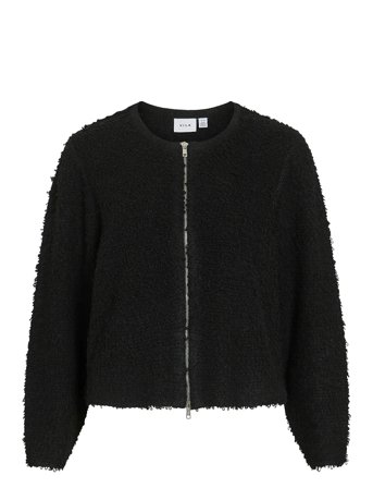 Vipaza O-Neck L/S Zipper Knit Cardigan Black Vila
